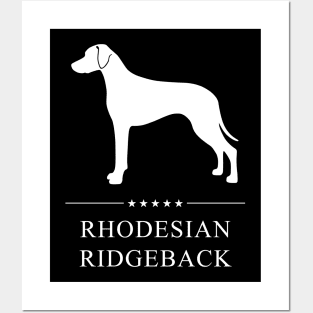 Rhodesian Ridgeback Dog White Silhouette Posters and Art